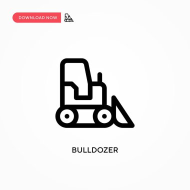 Buldozer basit vektör simgesi. Web sitesi veya mobil uygulama için modern, basit düz vektör çizimi