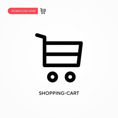Alışveriş arabası basit vektör simgesi. Web sitesi veya mobil uygulama için modern, basit düz vektör çizimi