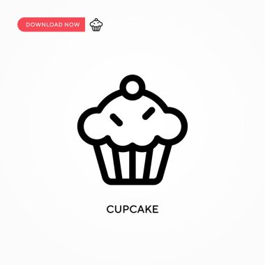 Cupcake Basit vektör simgesi. Web sitesi veya mobil uygulama için modern, basit düz vektör çizimi