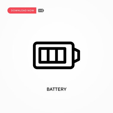 Batarya Basit vektör simgesi. Web sitesi veya mobil uygulama için modern, basit düz vektör çizimi