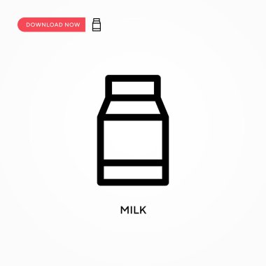 Süt Basit vektör simgesi. Web sitesi veya mobil uygulama için modern, basit düz vektör çizimi