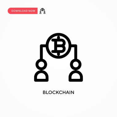Blockchain Basit vektör simgesi. Web sitesi veya mobil uygulama için modern, basit düz vektör çizimi
