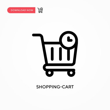 Alışveriş arabası basit vektör simgesi. Web sitesi veya mobil uygulama için modern, basit düz vektör çizimi