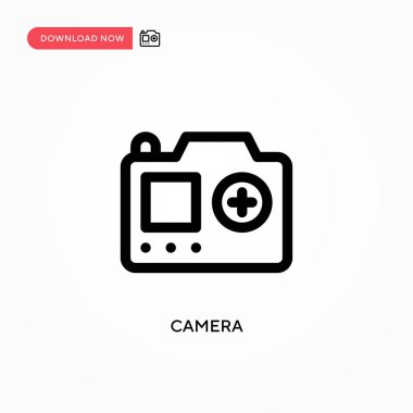 Kamera basit vektör simgesi. Web sitesi veya mobil uygulama için modern, basit düz vektör çizimi