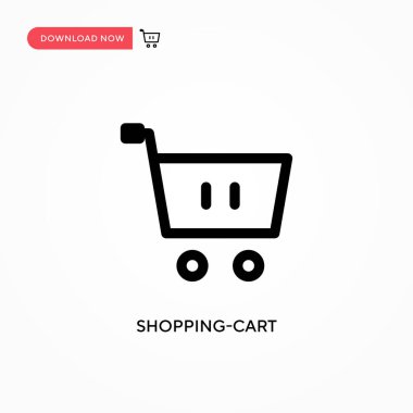 Alışveriş arabası basit vektör simgesi. Web sitesi veya mobil uygulama için modern, basit düz vektör çizimi