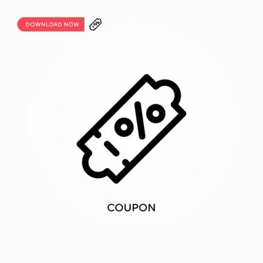 Kupon basit vektör simgesi. Web sitesi veya mobil uygulama için modern, basit düz vektör çizimi