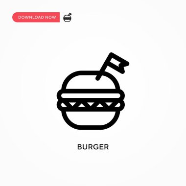 Burger Basit vektör simgesi. Web sitesi veya mobil uygulama için modern, basit düz vektör çizimi