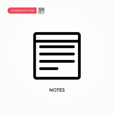 Notlar basit vektör simgesi. Web sitesi veya mobil uygulama için modern, basit düz vektör çizimi