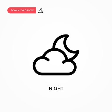 Gece Basit vektör simgesi. Web sitesi veya mobil uygulama için modern, basit düz vektör çizimi