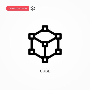 Küp Basit vektör simgesi. Web sitesi veya mobil uygulama için modern, basit düz vektör çizimi