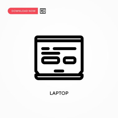 Laptop Basit vektör simgesi. Web sitesi veya mobil uygulama için modern, basit düz vektör çizimi