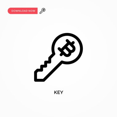 Anahtar Basit vektör simgesi. Web sitesi veya mobil uygulama için modern, basit düz vektör çizimi