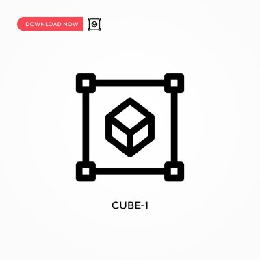 Küp-1 basit vektör simgesi. Web sitesi veya mobil uygulama için modern, basit düz vektör çizimi