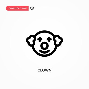 Palyaço Basit vektör simgesi. Web sitesi veya mobil uygulama için modern, basit düz vektör çizimi
