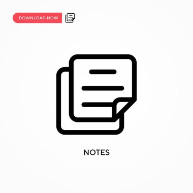 Notlar basit vektör simgesi. Web sitesi veya mobil uygulama için modern, basit düz vektör çizimi