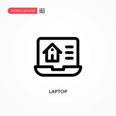 Laptop Basit vektör simgesi. Web sitesi veya mobil uygulama için modern, basit düz vektör çizimi