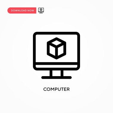 Bilgisayar basit vektör simgesi. Web sitesi veya mobil uygulama için modern, basit düz vektör çizimi