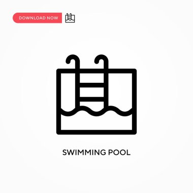 Yüzme havuzu basit vektör simgesi. Web sitesi veya mobil uygulama için modern, basit düz vektör çizimi