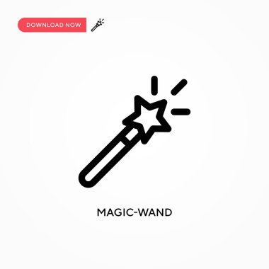 Sihirli değnek basit vektör simgesi. Web sitesi veya mobil uygulama için modern, basit düz vektör çizimi