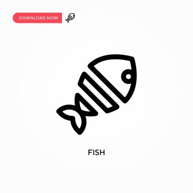 Fish Simple vektör simgesi. Web sitesi veya mobil uygulama için modern, basit düz vektör çizimi