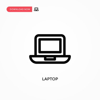 Laptop Basit vektör simgesi. Web sitesi veya mobil uygulama için modern, basit düz vektör çizimi