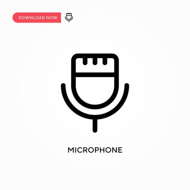Mikrofon basit vektör simgesi. Web sitesi veya mobil uygulama için modern, basit düz vektör çizimi