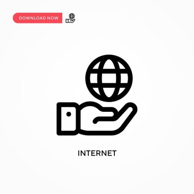 İnternet Basit vektör simgesi. Web sitesi veya mobil uygulama için modern, basit düz vektör çizimi