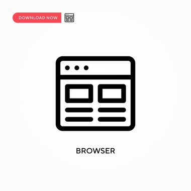 Tarayıcı Basit vektör simgesi. Web sitesi veya mobil uygulama için modern, basit düz vektör çizimi