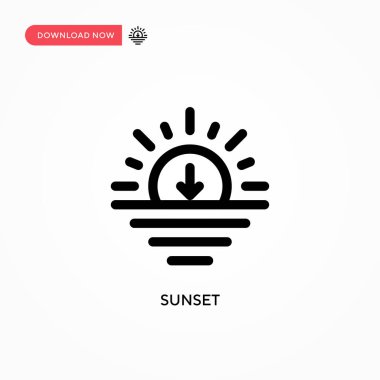Günbatımı Basit vektör simgesi. Web sitesi veya mobil uygulama için modern, basit düz vektör çizimi