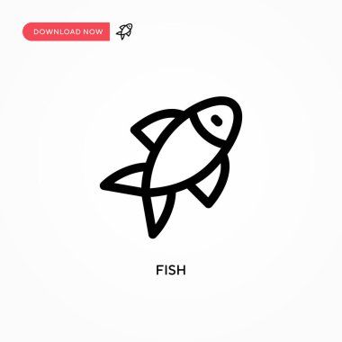 Fish Simple vektör simgesi. Web sitesi veya mobil uygulama için modern, basit düz vektör çizimi