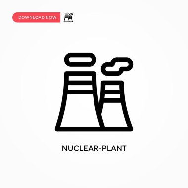 Nükleer santral basit vektör simgesi. Web sitesi veya mobil uygulama için modern, basit düz vektör çizimi