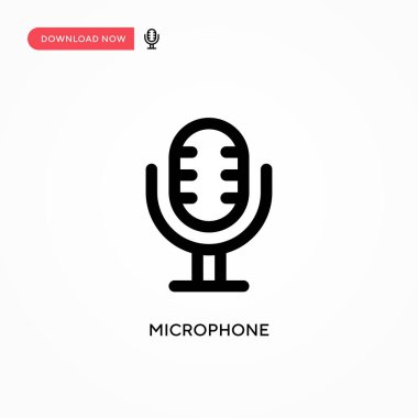 Mikrofon basit vektör simgesi. Web sitesi veya mobil uygulama için modern, basit düz vektör çizimi