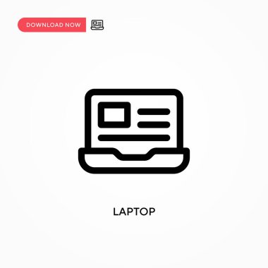 Laptop Basit vektör simgesi. Web sitesi veya mobil uygulama için modern, basit düz vektör çizimi