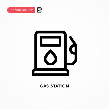 Benzin istasyonu basit vektör simgesi. Web sitesi veya mobil uygulama için modern, basit düz vektör çizimi