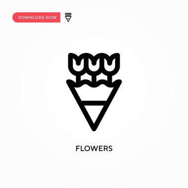 Çiçekler basit vektör simgesi. Web sitesi veya mobil uygulama için modern, basit düz vektör çizimi