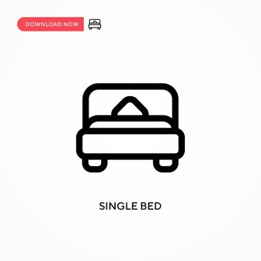 Tek yatak. Basit vektör simgesi. Web sitesi veya mobil uygulama için modern, basit düz vektör çizimi