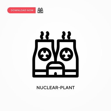 Nükleer santral basit vektör simgesi. Web sitesi veya mobil uygulama için modern, basit düz vektör çizimi