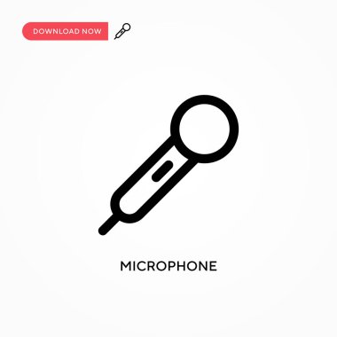 Mikrofon basit vektör simgesi. Web sitesi veya mobil uygulama için modern, basit düz vektör çizimi