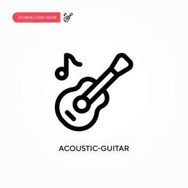 Akustik gitar, basit vektör simgesi. Web sitesi veya mobil uygulama için modern, basit düz vektör çizimi