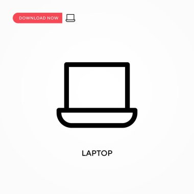 Laptop Basit vektör simgesi. Web sitesi veya mobil uygulama için modern, basit düz vektör çizimi