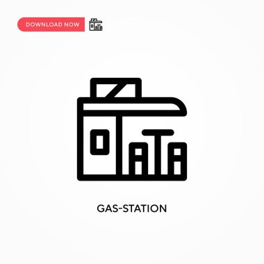Benzin istasyonu basit vektör simgesi. Web sitesi veya mobil uygulama için modern, basit düz vektör çizimi