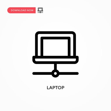 Laptop Basit vektör simgesi. Web sitesi veya mobil uygulama için modern, basit düz vektör çizimi