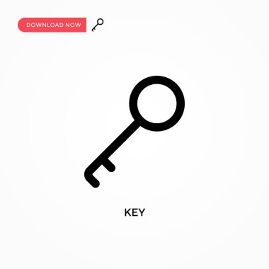 Anahtar Basit vektör simgesi. Web sitesi veya mobil uygulama için modern, basit düz vektör çizimi