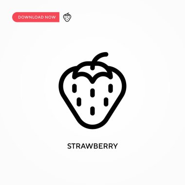 Çilek Basit vektör simgesi. Web sitesi veya mobil uygulama için modern, basit düz vektör çizimi