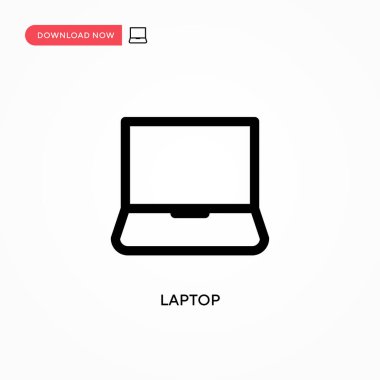 Laptop Basit vektör simgesi. Web sitesi veya mobil uygulama için modern, basit düz vektör çizimi