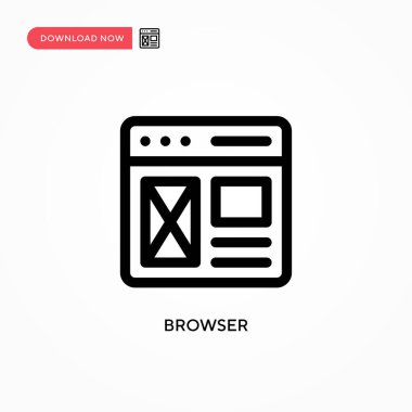 Tarayıcı Basit vektör simgesi. Web sitesi veya mobil uygulama için modern, basit düz vektör çizimi