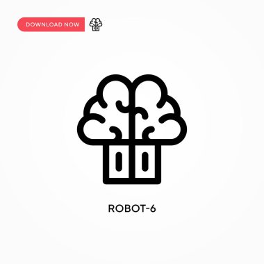 Robot-6 basit vektör simgesi. Web sitesi veya mobil uygulama için modern, basit düz vektör çizimi