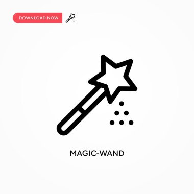 Sihirli değnek basit vektör simgesi. Web sitesi veya mobil uygulama için modern, basit düz vektör çizimi