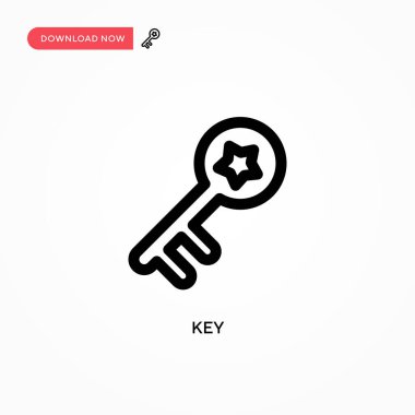 Anahtar Basit vektör simgesi. Web sitesi veya mobil uygulama için modern, basit düz vektör çizimi