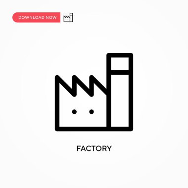Fabrika Basit vektör simgesi. Web sitesi veya mobil uygulama için modern, basit düz vektör çizimi